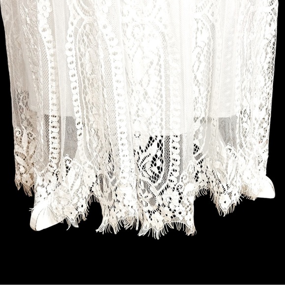 NEW Odizli Boho Maxi Dress 6 Embroidered Mesh Lace Bridesmaid Beachy White Flowy - Picture 10 of 13